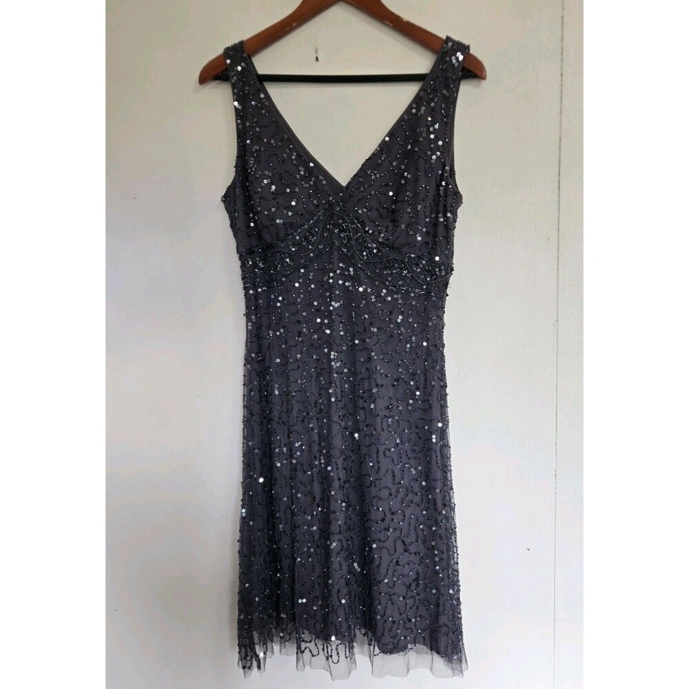 Vintage Prelude Dress Womens 8 Y2K Sequin Beaded Event Cocktail Club Babydoll